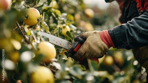 Harvesting Apples in an Orchard