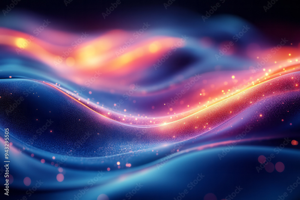 Obraz premium Abstract blue wave with a vivid, multicolored backdrop,