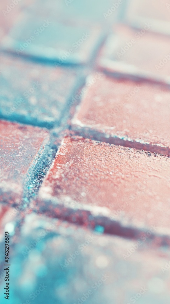 Fototapeta premium A close-up of a tiled surface with pastel-colored hues, capturing the texture and subtle color variations in an abstract composition.