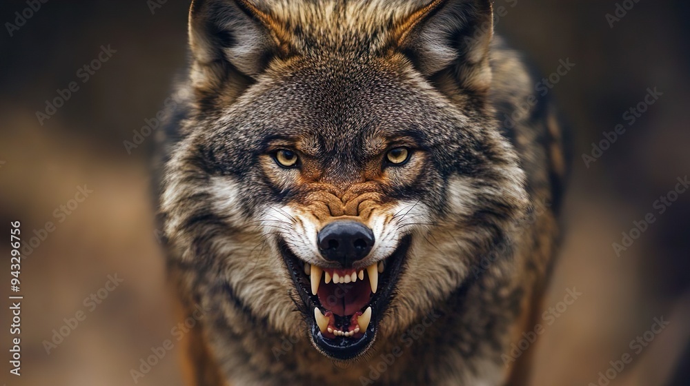 Detailed view of a wolf fierce fangs ideal for wild and powerful animal-themed images Detailed view of a wolf fierce fangs ideal for wild and powerful animal-themed images