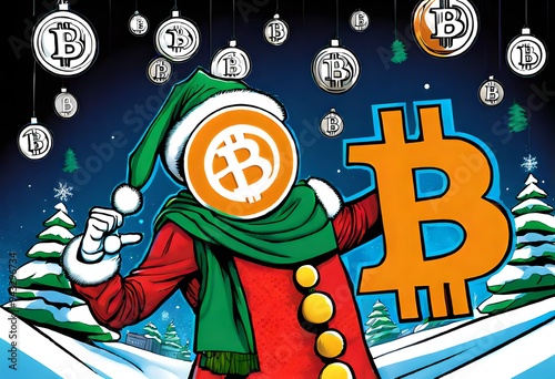 Obraz na płótnie Christmas Whit bitcoin w salonie