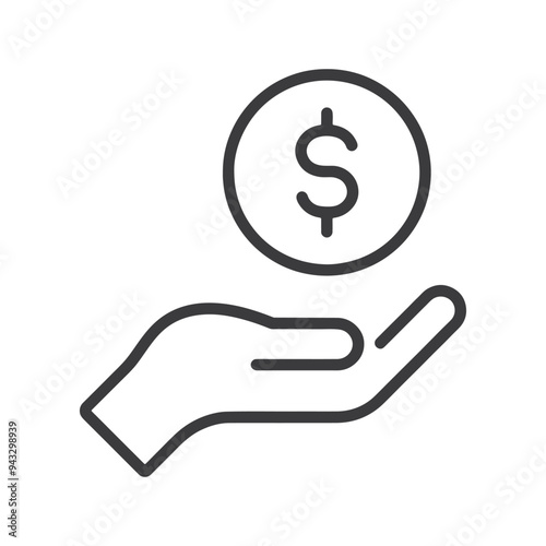 dolar in hand line icon