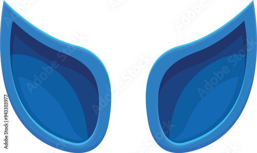 Blue cartoon mask showing alien eyes looking seriously
