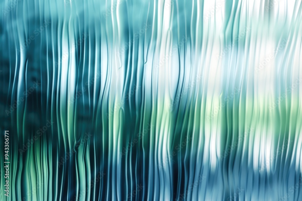 Blue-green background with the effect of corrugated glass. Wavy reflective texture Blue-green background with the effect of corrugated glass. Wavy reflective texture