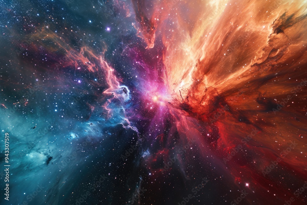 Obraz premium Galactic Warp: A Celestial Explorer's Journey Through Space