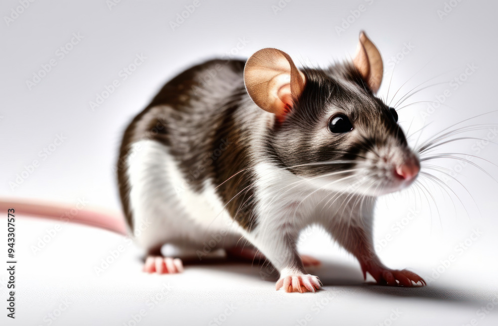 Little gray-white rat on a light background. Pet, rodent. Little gray-white rat on a light background. Pet, rodent.