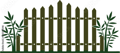 garden or farm palisade, gates or balustrade with pickets. Enclosure railing, banister or fencing sections with decorative pillars, Wooden picket fence, barrier with barbwire, stone balustrade and bri