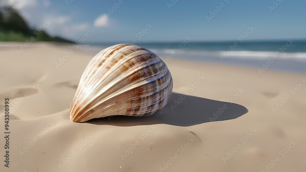 Realistic illustration of a shells on the beach sand Realistic illustration of a shells on the beach sand