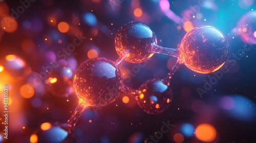 Nanotechnology Background,  A vibrant background featuring glowing spheres and molecular structures, showcasing advanced nanotechnology and miniaturization effects