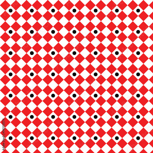 Black circle and red square Geometric pattern on white background Decorative pattern.