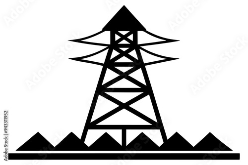 power tower silhouette vector in various poses