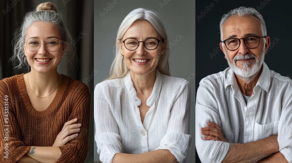 Smiling Confident People, Portrait Collage Of Happy Diverse Generations On Grey Background Smiling Confident People, Portrait Collage Of Happy Diverse Generations On Grey Background