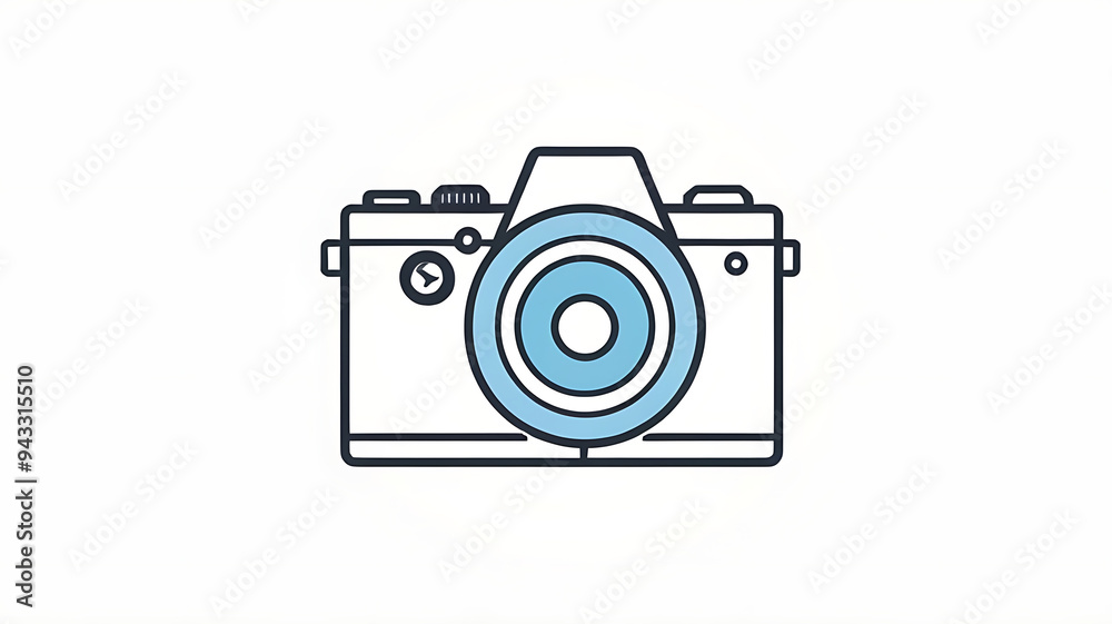 a minimalist camera with a play button, symbolizing video content creation, on a white background. a minimalist camera with a play button, symbolizing video content creation, on a white background.