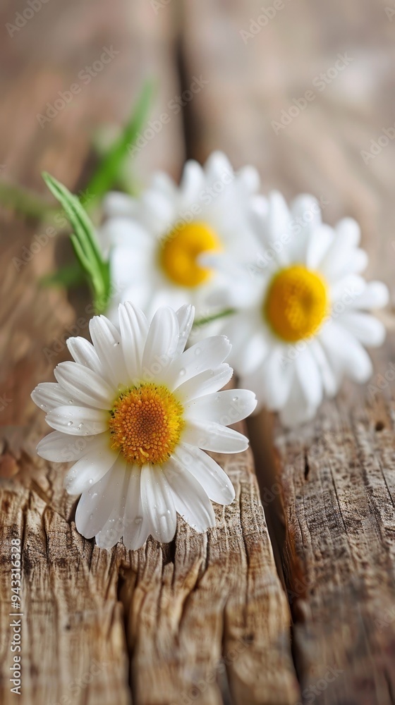 Obraz premium daisy on wooden background