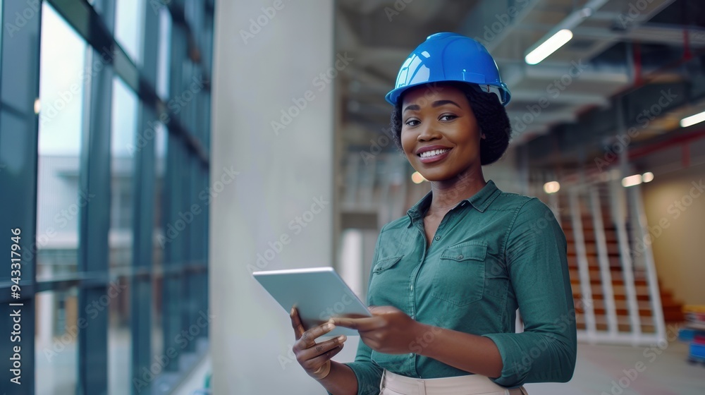The female engineer with tablet The female engineer with tablet