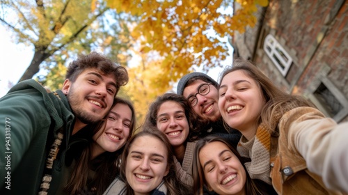 The friends taking selfie