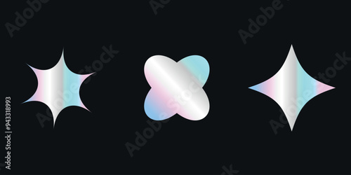 Set of hologram sticker. vector illustration