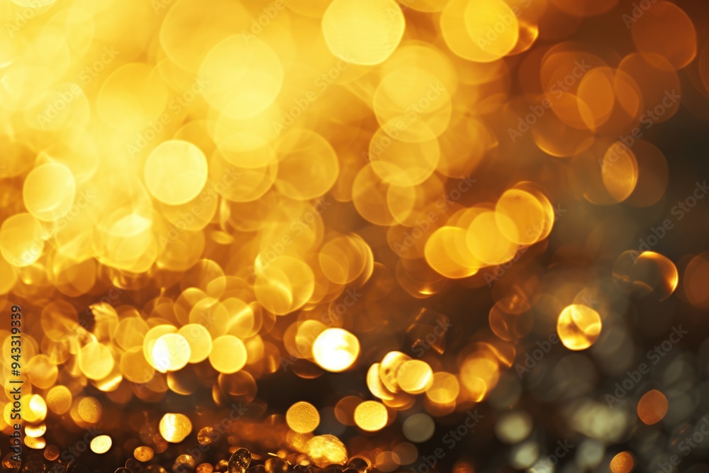 Golden Bokeh: Abstract Blurred Background with Sparkling Light