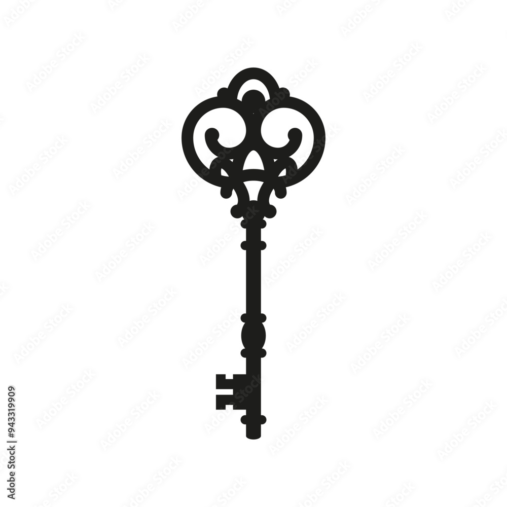 The black silhouette of the key. A simple flat vector illustration on a white background The black silhouette of the key. A simple flat vector illustration on a white background