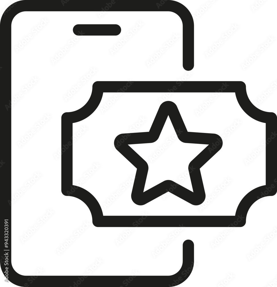 Smartphone symbol. Ticket icon. Linear style. Smartphone symbol. Ticket icon. Linear style.