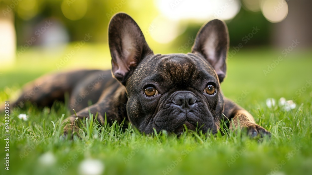French Bulldog Relaxing in the Grass