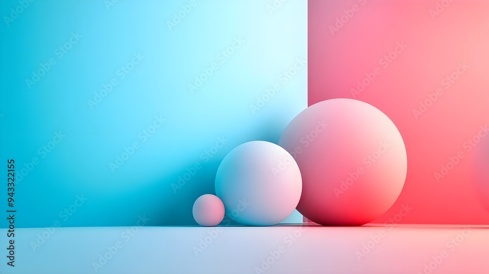 Minimalist Abstract Sphere Background - Blue Pink Gradient