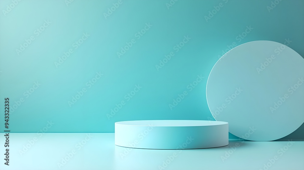 Minimalist Blue Product Display with Cylinder Platform Minimalist Blue Product Display with Cylinder Platform