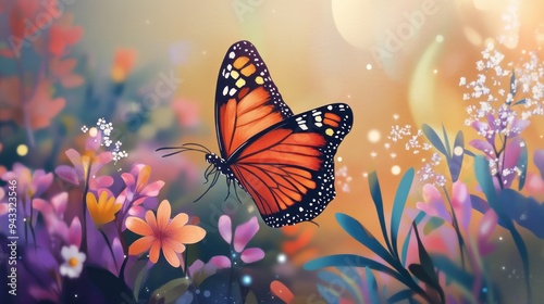 Monarch Butterfly in a Dreamy Meadow