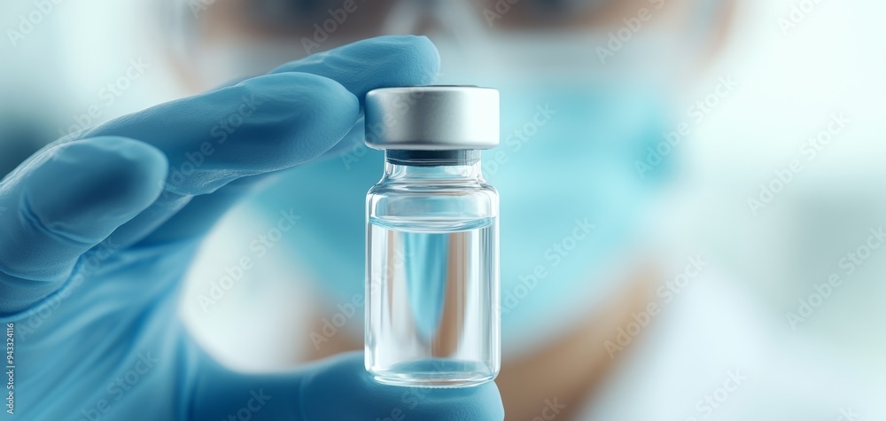 Close-up of a healthcare professional holding a vaccine vial, showcasing modern medical practices and sterile environments.
