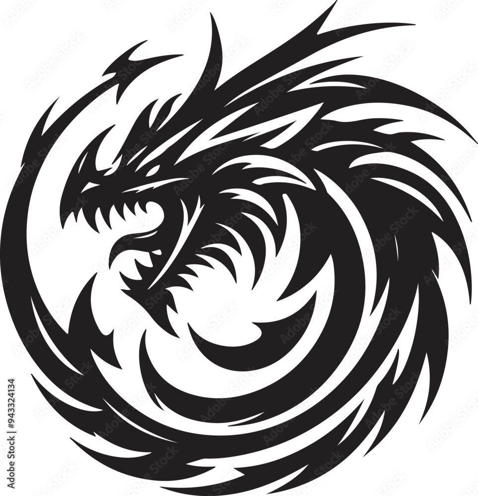 Dragon silhouette design Dragon silhouette design