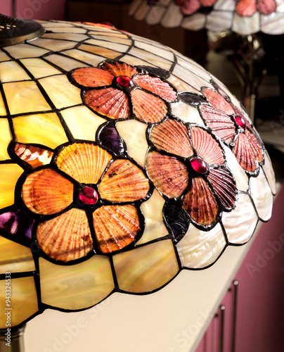Obraz na płótnie Chandelier lamp with flowers and metal, Bohemian glass Beautiful exquisite natural motifs with crystals on a black background isolate w salonie