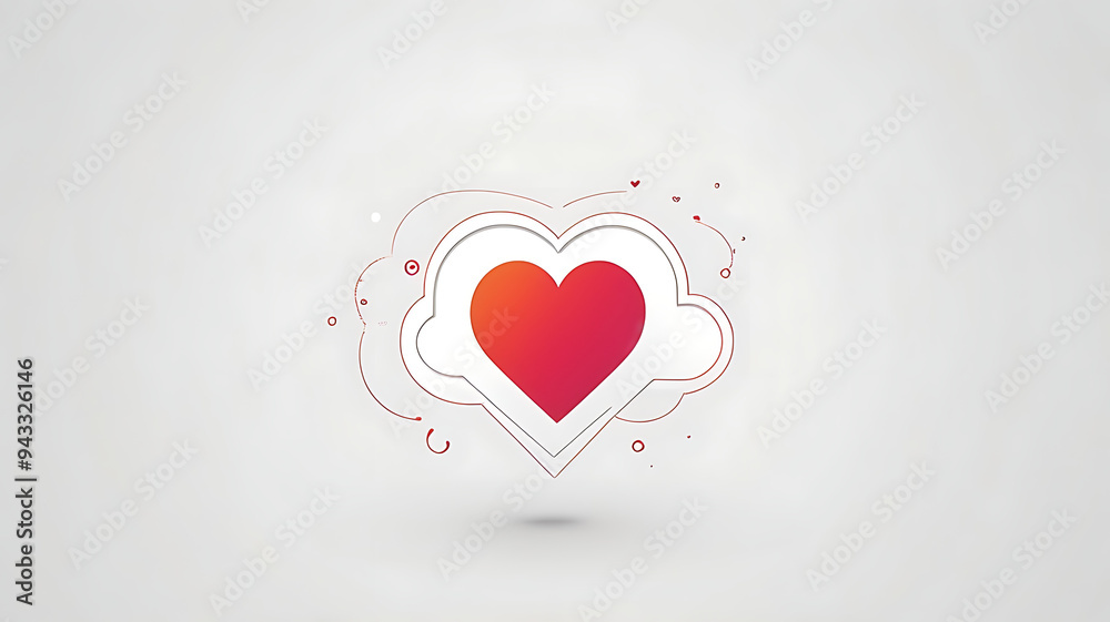 a minimalist icon of a heart with a comment bubble, symbolizing engagement and interaction, on a white background. a minimalist icon of a heart with a comment bubble, symbolizing engagement and interaction, on a white background.