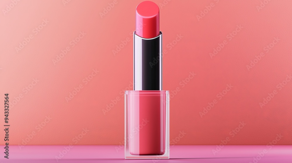 Lip gloss mockup, vibrant color in clear container, high-resolution detail, 3D illustration Lip gloss mockup, vibrant color in clear container, high-resolution detail, 3D illustration