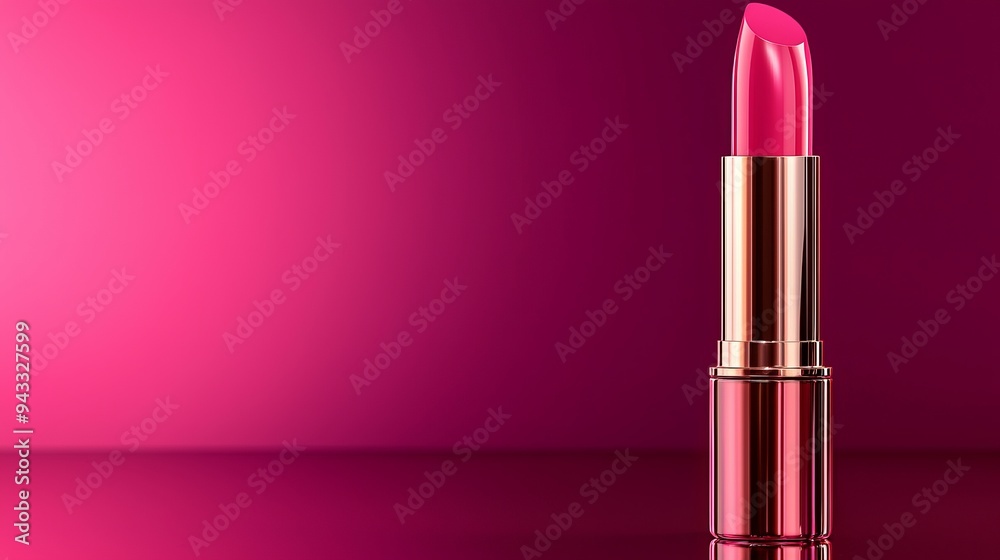 Lip gloss packaging, elegant and minimalistic, reflective surface, 3D illustration