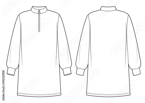 Sweatshirt dress with zipper on the collar