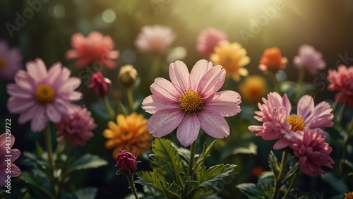 Wallpaper Mural pink and yellow flowers Torontodigital.ca