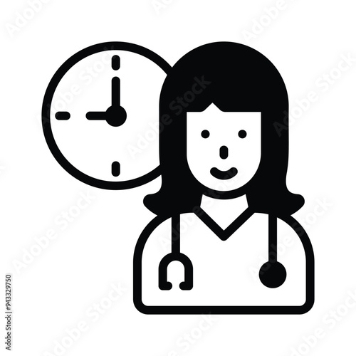 Icon of a healthcare professional with a clock, indicating appointment scheduling