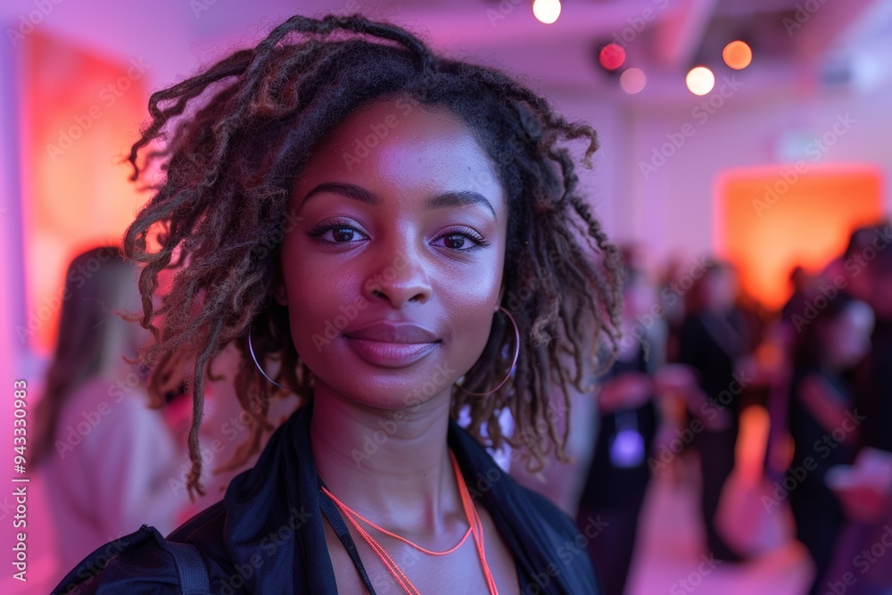 Woman with dreadlocks standing in room Woman with dreadlocks standing in room