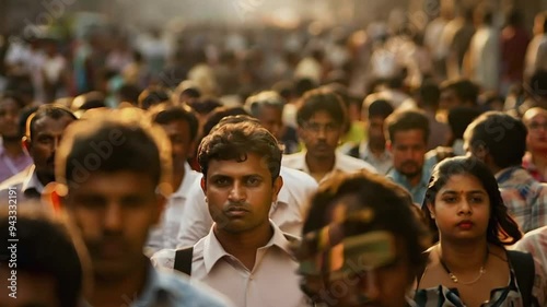 Crowd of people walking street
