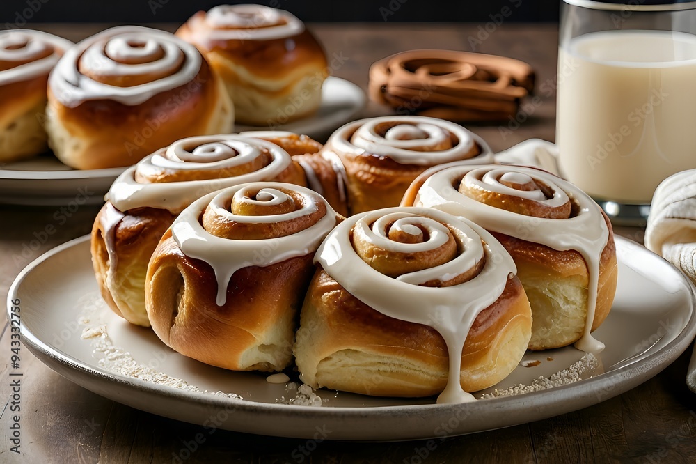 Freshly Baked Cinnamon Rolls with Creamy Glaze. Freshly Baked Cinnamon Rolls with Creamy Glaze.
