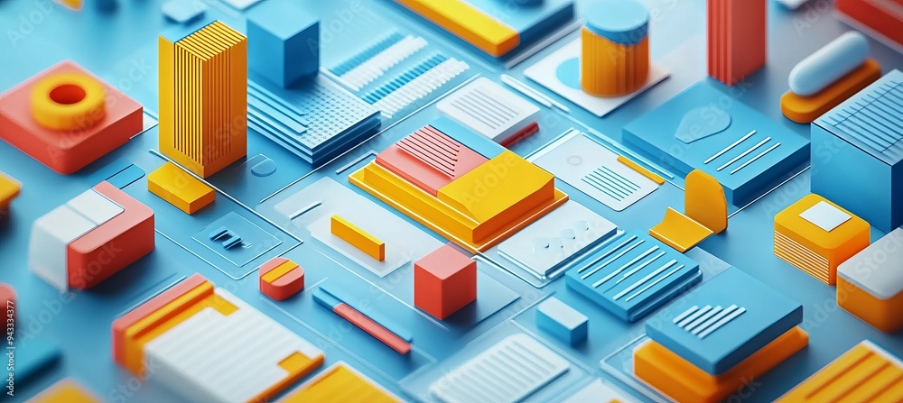 Abstract 3D isometric. Business office related object. Generative AI technology.
Abstract 3D isometric. Business office related object. Generative AI technology.