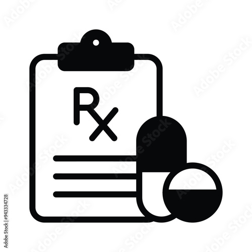 Medical prescription with medicine, modern vector style of medical record