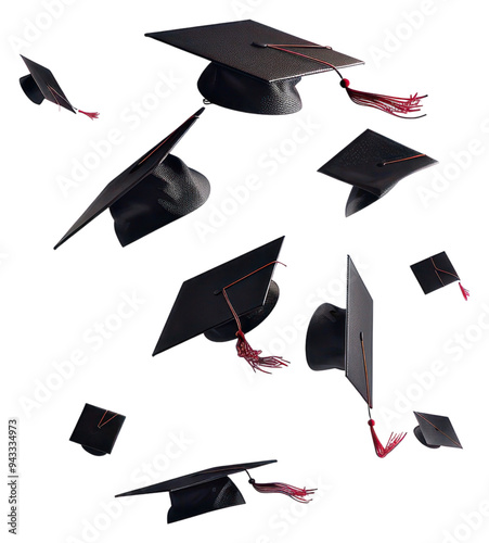 PNG Graduation caps in celebratory toss
