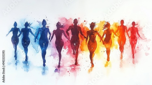 Silhouetted figures dancing amidst vibrant brush strokes