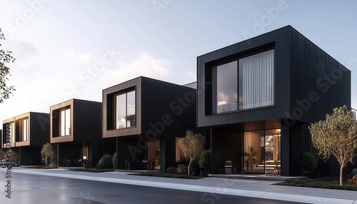 Modern townhouses concept of residential architecture exterior