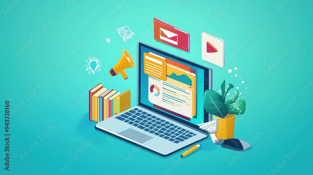 online education, e-learning education concept, learning with video tutorial or webinar, internet lessons, knowledge base