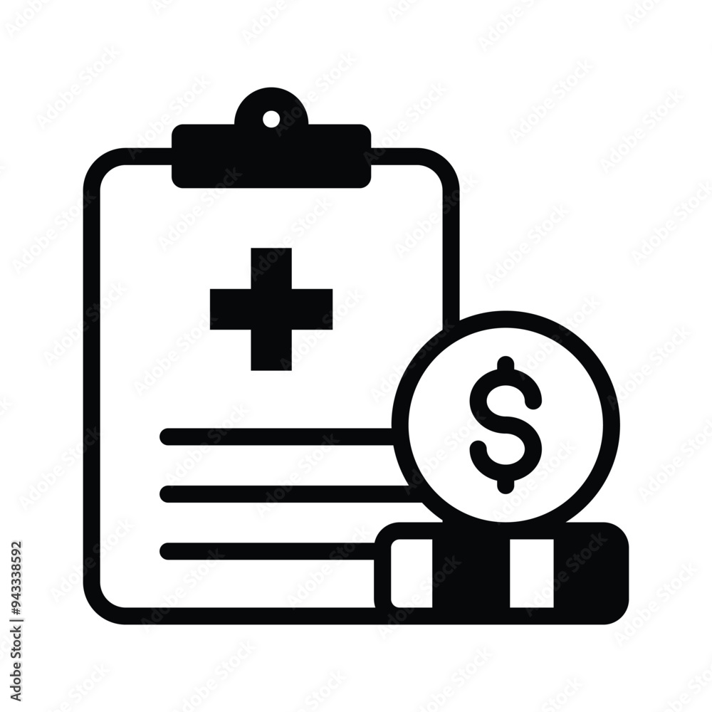 Amazing icon of medical allowance, featuring healthcare symbols and financial elements