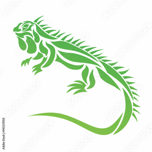 illustration vector graphic of tribal art abstract design green iguana