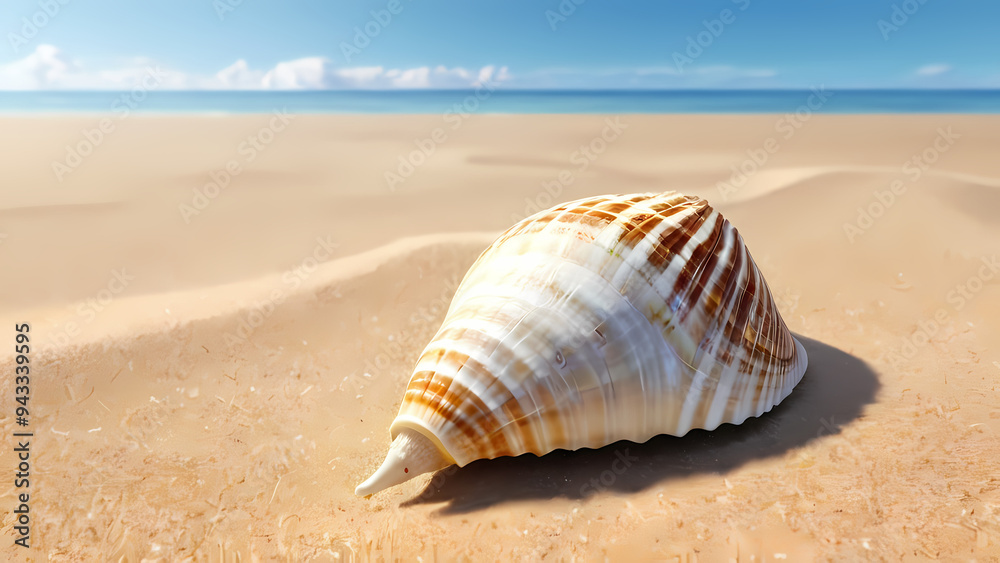 Realistic illustration of a shells on the beach sand Realistic illustration of a shells on the beach sand