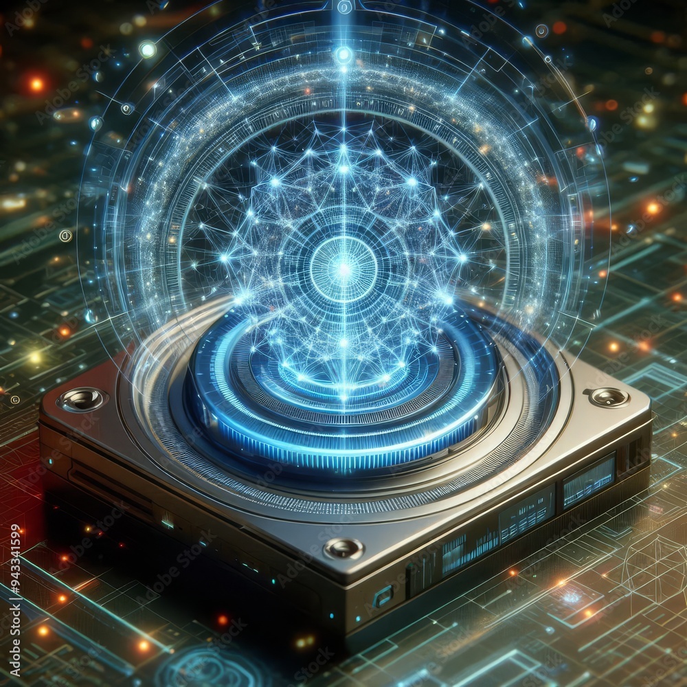 Futuristic HUD displaying a 3D object with a high-tech holographic interface of glowing fractal particles, representing nanotechnology radar software
Futuristic HUD displaying a 3D object with a high-tech holographic interface of glowing fractal particles, representing nanotechnology radar software